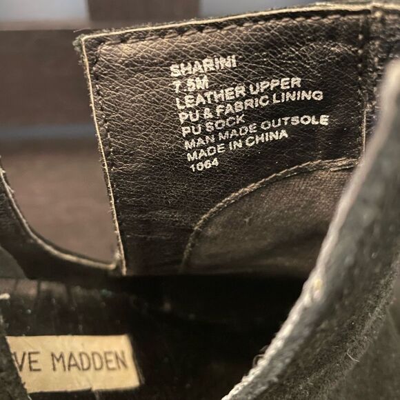 Steve Madden Sharini Black Suede Leather Block Heel Booties Women’s Size 7.5 - Picture 6 of 8